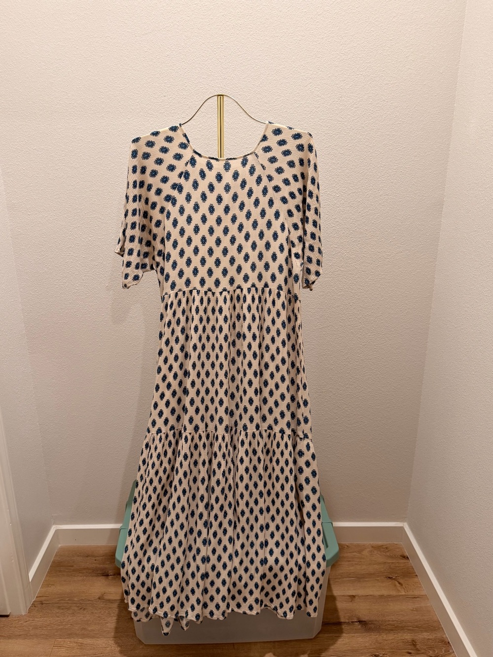 Christy Dawn Theo Midi Dress Cream Blue Floral Print Size M